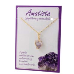 Colgante Acero Mineral Bruto alambre AMATISTA