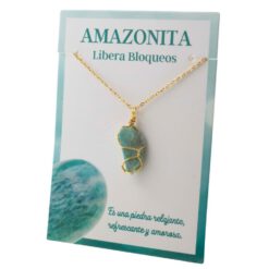 Colgante Acero Mineral Bruto alambre - AMAZONITA