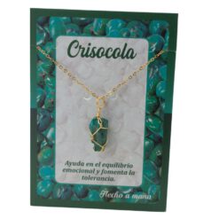 Colgante Acero Mineral Bruto alambre - CRISOCOLA