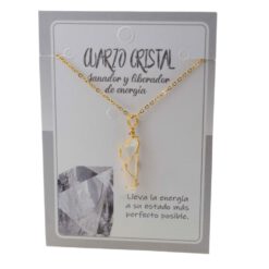 Colgante Acero Mineral Bruto alambre CUARZO CRISTA