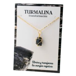Colgante Acero Mineral Bruto alambre - TURMALINA