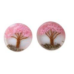 Pendiente Pequeño Árbol de la Vida - CUARZO ROSA