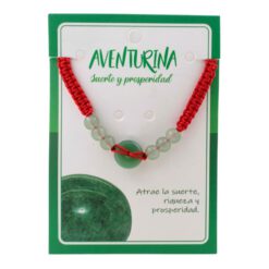 Pulsera Tejida Roja Disco de Jade AVENTURINA REF 3