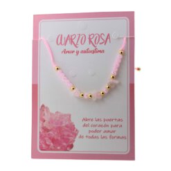 Pulsera Hilo Mineral Chip CUARZO ROSA MOD  2 REF 3