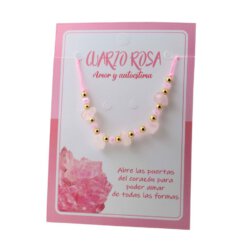 Pulsera Hilo Mineral Chip CUARZO ROSA REF 3
