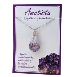 Colgante Acero Mineral Bruto alambre – AMATISTA 5