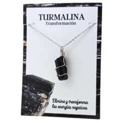 Colgante Acero Mineral Bruto alambre – TURMALINA 5