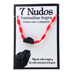 Pulsera 7 Nudos Roja – TURMALINA NEGRA REF  3