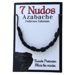 Pulsera 7 nudos 6 minerales hilo negro AZABACHE -6