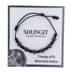Pulsera 7 nudos 6 minerales hilo negro SHUNGIT - 7