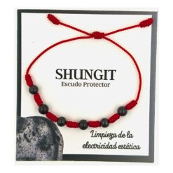 Pulsera 7 nudos 6 minerales hilo rojo SHUNGIT -7