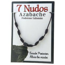 Pulsera 7 nudos mineral hilo negro AZABACHE REF  3