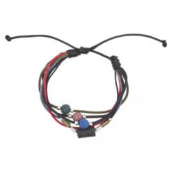 PULSERA LAVA CUERO-HILO ROJO NEGRO GRIS