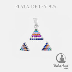 Pendtes+Colgante Plata TRIANGULOS CIRCON COLOR 690