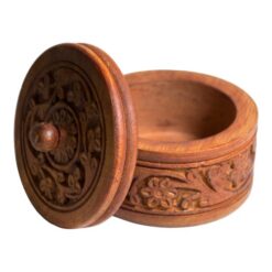 Alternative view of Caja madera redonda labrada Pequeña REF 690