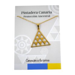 Alternative view of Colgante Acero Dorado Pintadera Canaria Triángulo