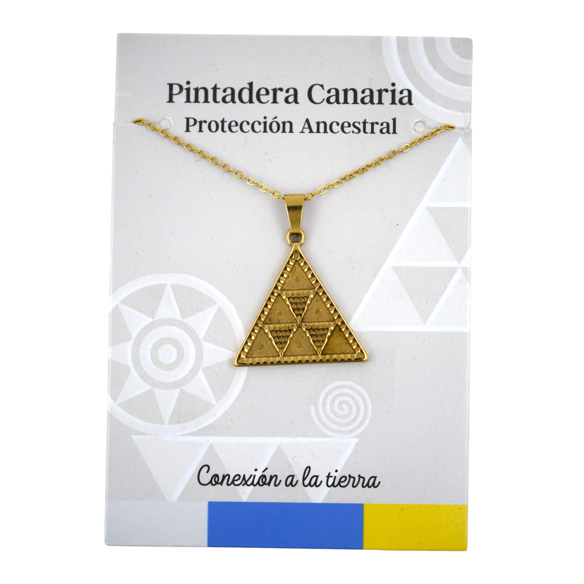 Colgante Acero Dorado Pintadera Canaria Labrada - 5 - Imagen 2