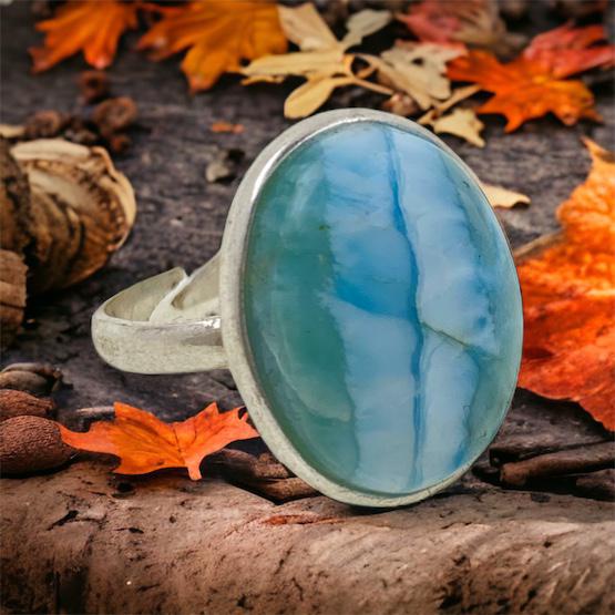 Anillo Plata AJUSTABLE MINERAL LARIMAR REF 890