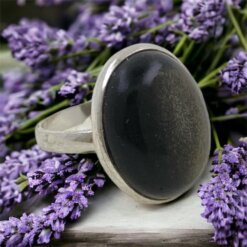 Anillo Plata AJUSTABLE MINERAL OBSIDIANA D REF890