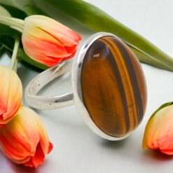 Anillo Plata  AJUSTABLE MINERAL OJO TIGRE REF890