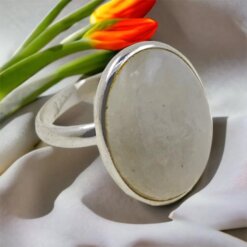 Anillo Plata  AJUSTABLE MINERAL PIEDRA LUNA REF890