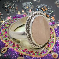 Anillo Plata  LABRADO MINERAL CUARZO ROSA REF890