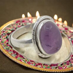 Anillo Plata  LISO MINERAL AMATISTA REF1190