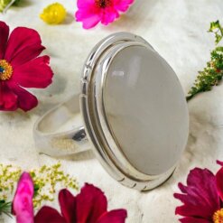 Anillo Plata LISO MINERAL PIEDRA LUNA REF1190