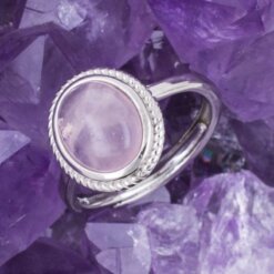 Anillo Plata Ley 925 OVALADO CUARZO ROSA REF  890