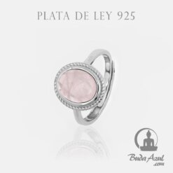 Anillo Plata Ley 925 OVALADO CUARZO ROSA REF  890