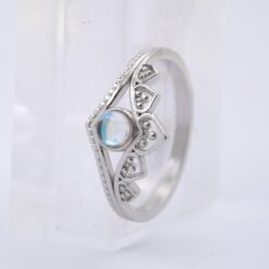 Anillo Plata Ley Corona Mandala Piedra Luna REF690