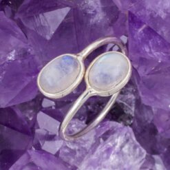 Anillo Plata de Ley 925 DOBLE PIEDRA LUNA REF  690