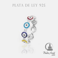 Anillo Plata de Ley 925 OJOS TURCO COLORES REF 690