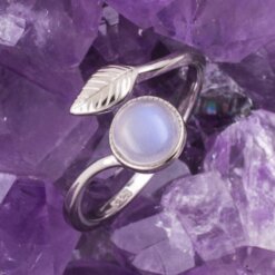 Anillo Plata de Ley 925 PLUMA PIEDRA LUNA REF  990