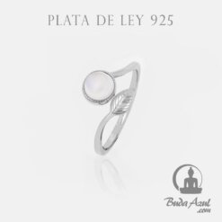 Anillo Plata de Ley 925 PLUMA PIEDRA LUNA REF  990