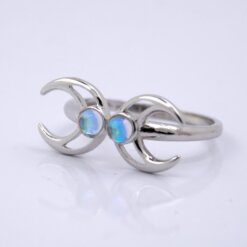 Anillo Plata de Ley Doble luna Piedra Luna REF 790