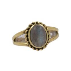 Anillo latón piedra gris