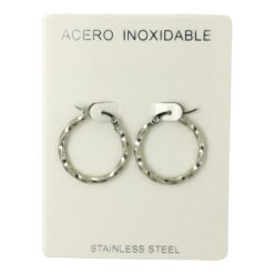 Argolla rizada en Acero Plateado MEDIANA REF - 2