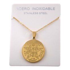 COLGANTE ACERO DORADO GRABADO TETRAGRAMATON REF-4