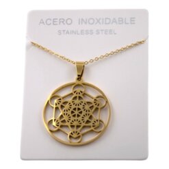 COLGANTE ACERO DORADO GRANDE METATRON REDONDO -4