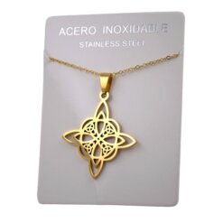 COLGANTE ACERO DORADO NUDO DE BRUJAS REF - 4