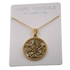 COLGANTE ACERO DORADO TETRAGRAMATON REF -4