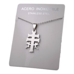 COLGANTE ACERO PLATEADO CRUZ CARAVACA GRABADA REF3