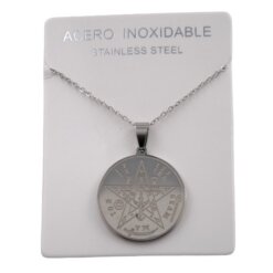 COLGANTE ACERO PLATEADO GRABADO TETRAGRAMATON REF4
