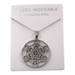 COLGANTE ACERO PLATEADO GRANDE METATRON REDONDO -4