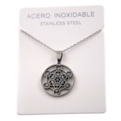 COLGANTE ACERO PLATEADO MED  METATRON REDONDO -4