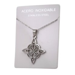 COLGANTE ACERO PLATEADO NUDO DE BRUJAS REF - 4