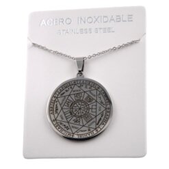 COLGANTE ACERO PLATEADO SELLO 7 ARGANGELES REF -4