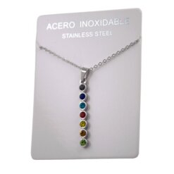 COLGANTE ACERO PLATEADO TIRA COLORES CHAKRA REF -4