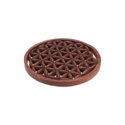 Colgador Madera oscura Flor de la Vida 30CMS